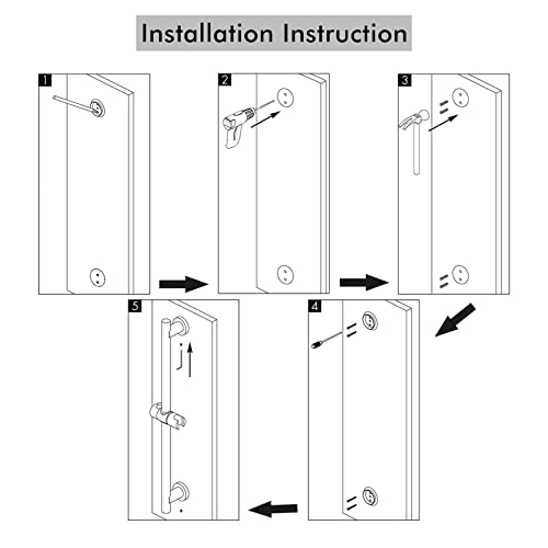 Barre de douche en acier inoxydable rotative 360° avec fixations murales variables - 8