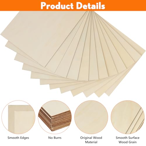 12 Stück A4 Sperrholz, 300mm x 210mm Sperrholzplatte, Sperrholzplatte 2mm, Holzplatten zum Basteln, Geeignet für Schnitzen, Modellbau, Laserschneiden, Brandmalerei, Dekorieren, Gemälde
