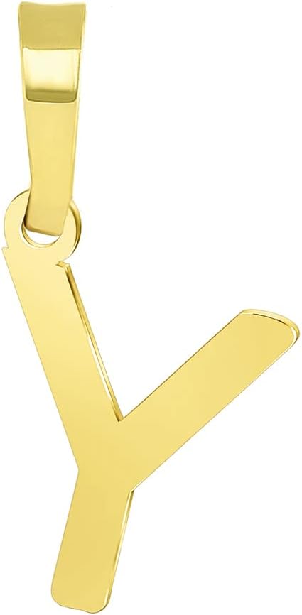 Jewelry America Solid 14k Yellow Gold Dainty Mini Uppercase Initial Charm Block Letter Pendant
