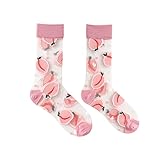XIANUOJI Merino Socken Damen Trendblumen Ultra retro Teenager Socken Sommer-Sexy-Skin-Frau-Charming Socken für Erwachsene Fußballschuhe Mit Socken Kinder (Hot Pink, One Size)