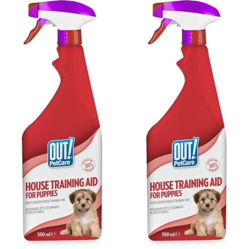 OUT! Indoor and Outdoor Dog and Puppy Training Spray | House-Training Aid| 500ml (Pack of 2)