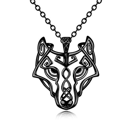 Collier loup celtique en argent sterling POPLYKE pour homme et femme