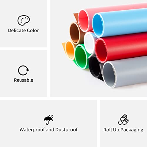 Selens 47"X80" Pvc Backdrop 9 Solid Colors Kit, Vinyl Seamless Pvc Background For Product Video Photography Photo Studio #TOP1
