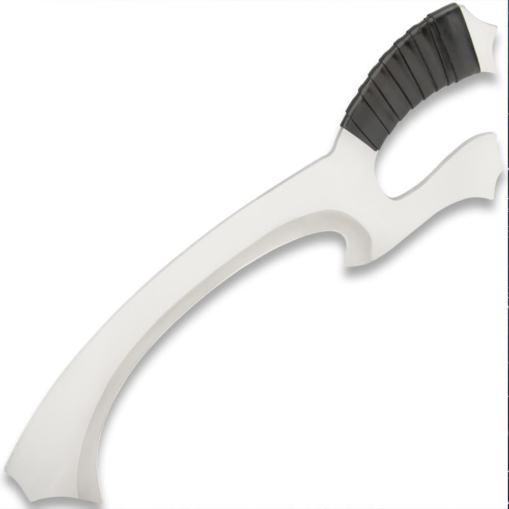 Klingon Fantasy Short Sword | Stainless Steel Construction | 9 1/2" Upswept Blade | Leather-Wrapped Handle | Modified Gut-Hook | Knuckle-Guard Design | 18" Overall