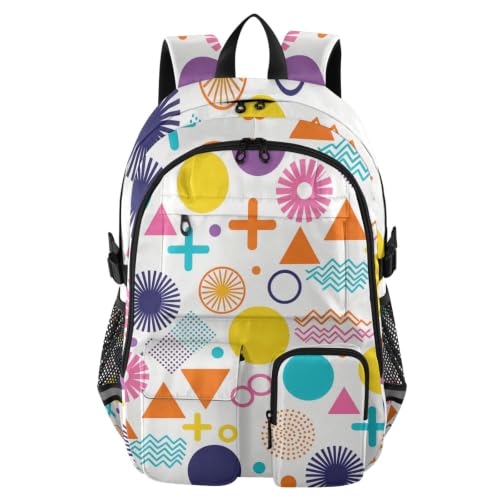Mochila de viaje para hombres y jóvenes estudiantes con diseño geométrico moderno