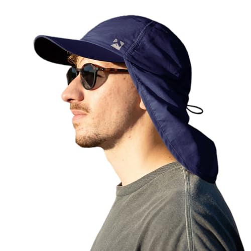 Image of TOP-EX L /XL /XXL UV50+ Waterproof Neck Flap Baseball Sun Cap | Large-head fit; UPF 50+ ear and neck coverage; waterproof shell; adjustable drawcord for fishing, hiking and outdoor work