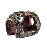 Decoraciones para acuarios y estanques de peces, diseño de barril roto, decorativo de resina, decoración para acuarios artificiales para animales pequeños como peces luchadores, tortugas