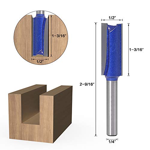 Yakamoz Industrial Grade 4Pcs 1/4" Shank Straight Dado Router Bit Set Double Flute Wood Milling Cutter Woodworking Tools, Cutting Diameter 1/4", 5/16", 3/8", 1/2" #TOP6