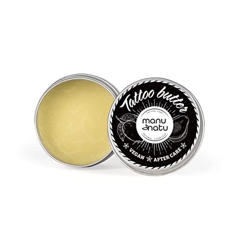 MANU NATU® Aftercare Tattoo Butter 30ml mit unraffinierter Shea Butter und Mango Butter Mandelöl Vegane Natürliche Tattoopflege Creme Vitamin E Parfümfreie 30 ml Cover