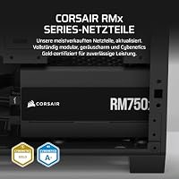 CORSAIR RM750x Geräuscharmes Vollständig Modulares ATX-Netzteil – Zero RPM-Lüftermodus, ATX 3.1-Konform, PCIe 5.1-Unterstützung, Cybenetics Gold, Native 12V-2x6-Anschluss – Schwarz – Ansicht 2