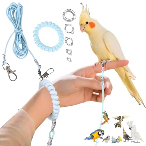 OULIGET Parrot Flying Training Rope with 5 Size Bird Foot Ring Outdoor Flying Kit Bird Traction Rope Training Toy Prevent Escaping for Cockatiels Birds Pigeon