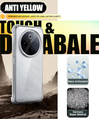 Image of WOW IMAGINE Ultra-Hybrid Crystal Clear Back Case for iQOO Z10 5G | Vivo T4 5G | Shockproof Design | Camera Protection Bump | Hard Clear Mobile Back Cover with Cushioned Edges - Transparent