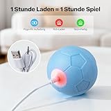 Pet Prime Robuster elektrischer Hundeball mit unregelmäßigem Rollen & farbigen Lichtern - Kaubeständiger ETPU Fußball, schnelles Aufladen, IPX65 wasserdicht - Lustiges interaktives Hundespielzeug