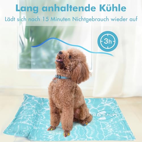 Pawtasy Kühlmatte für Hunde & Katzen mit Kissen, selbstkühlende Hundematte mit Gel, kühlendes Hundebett mit Kopfstütze für kleine Haustiere, weich & bequem- S 50 x 40 cm-4