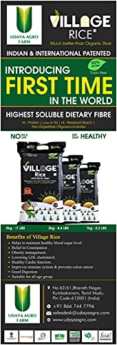 Image of Village Rice Highest Soluble High Dietary Fiber Rice with High Protein, Low Glycemic Index (GI) - 15Kg, Pack of 5Kg X 3