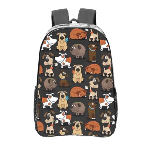 Sac à dos transparent Corgi grand format léger pour l'école et le travail