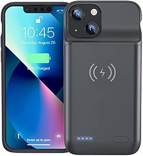 NEWDERY Battery Charger Case for iPhone 13/12 Mini, 4700mAh Portable Battery Pack Charger Case Cover Support Qi Wireless Charging Rechargeable External Backup PowerBank for iPhone 13 Mini &12 Mini