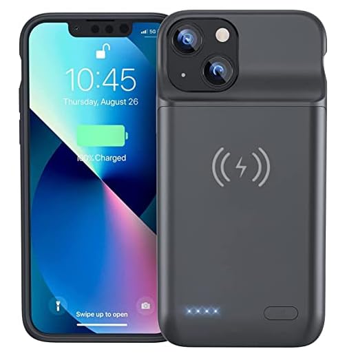 NEWDERY Batteriladdarfodral för iPhone 13/12 Mini, 4 700 mAh bärbart batteripaket laddningsfodral stöder Qi trådlös laddning uppladdningsbar extern backup powerbank för iPhone 13 Mini och 12 Mini