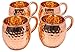 RATNA Moscow Mule - Juego de 4 tazas de cobre puro martillado con acabado martillado