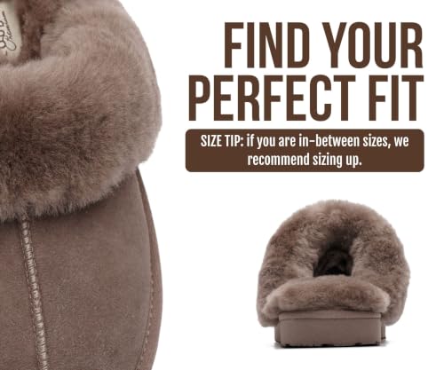 Image of Project Cloud Genuine Leather Slippers for Women with Genuine Fur Lining, Non-Slip Indoor /Outdoor Clog Mule Slippers, Memory Foam Insole