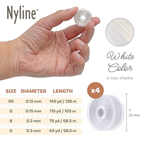 Hilo de nailon para abalorios blanco Beadsmith, surtido de 4 tamaños 4