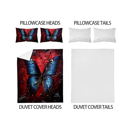Housse de couette papillon 260x220 cm avec taies d'oreiller