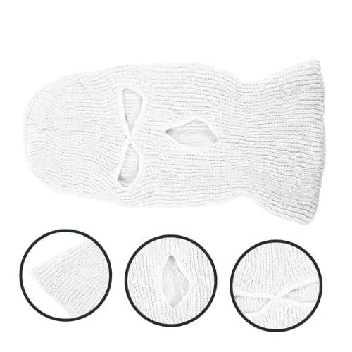 VALICLUD Mascarilla de esquí con 3 agujeros para hombres y mujeres, balaclava tejida, máscara facial para actividades al aire libre, cálida y cómoda para esquí y ciclismo, blanco miniatura 5