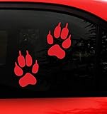 Wolf PAW Print Sticker Decal - 2 RED Paw Prints- Actual Size of Wolf Foot Prints- Wolves Bumper...