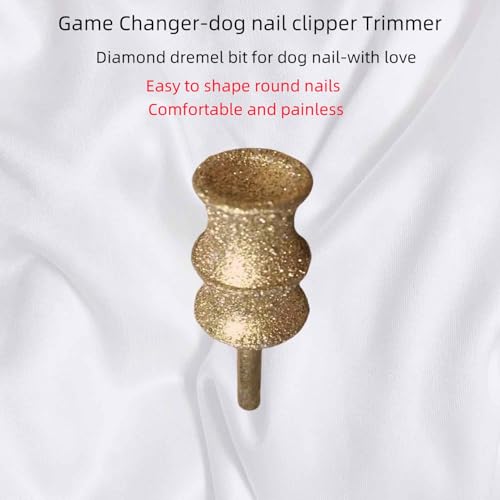 Image of Titanium-Coated Diamond Bit for Dremel Dog Nail Grinder 7760 7350 & More, Replacement Grinding Head, Painless Safe Trimming Attachment for Large Dogs Thick Nail Grooming Care (F-Expert Large)