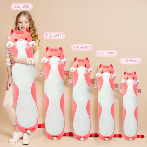 Mewaii Kuscheltier Katze 90CM Stofftiere Katzen Plüsch Kissen Lange Katze Plüschtier Ausgestopftes Tier Spielzeug Kuschelkissen Geschenk Plüschkissen