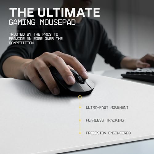 Wallhack 4.0 Glass Gaming MousePad - Professional Esport Mouse Mat with Specialty Surface for Top Speed and Control, Large Tempered Glasspad with Full Silicone Base - (SkyPAD White,XL 16.92" x 19.29")