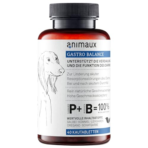 Kautabletten für Hunde bei Durchfall – Zur Stabilisierung der Darmflora & Verdauung – Diät-Ergänzungsfuttermittel – 40 x 2,5 g – animaux Gastro Balance