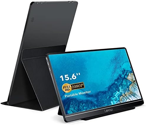 Lepow Portable Monitor 2022 15.6" FHD 1080P Computer Display with IPS Eye Care Screen, Dual Full-Function Type-C, Built-in Speakers & Smart Cover, External Monitor for Laptop Phone Switch Xbox PS4