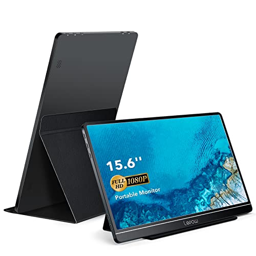 Lepow Portable Monitor 2022 15.6" Fhd 1080P Computer Display With Ips Eye Care Screen, Dual Full-Function Type-C, Built-In Speakers & Smart Cover, External Monitor For Laptop Phone Switch Xbox Ps4 #TOP2