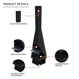 Chiminea Outdoor Fireplace 60x18in Cold Rolled Steel Wood Burning Fire Pit Patio Metal Rocket Fireplaces Free Standing Fireplace with Built in Log Storage for Garden and Backyard