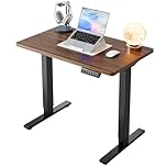 HUANUO 80 cm Electric Standing Desk Adjustable Height, 4 Memory Height Settings, Sit Stand Up Desk for Home Office & Computer Workstation, Black Walnut