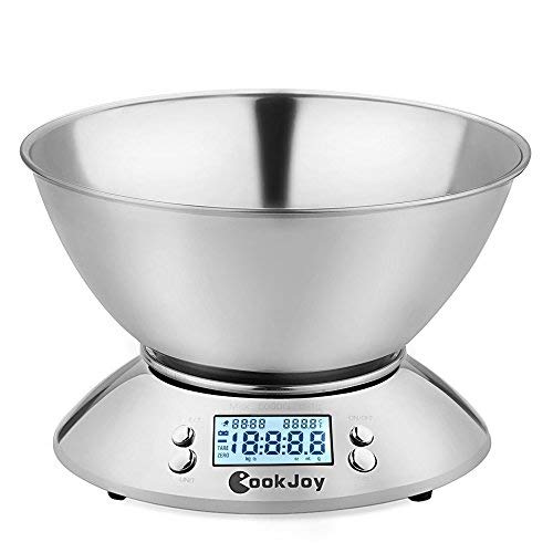 CookJoy Bascula Cocina Digital Peso Cocina Digital Báscula Digital Acero Inoxidable con Gran Pantalla LCD Balanza Cocina Multifuncional Escala de Alimentos Color Negro