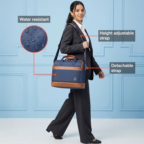 Image of Nasher Miles Briefcase & Messenger Bag | Lightweight PU & Polyester with Adjustable Strap, Fits Laptop | Ideal for Office & Travel | for Men & Women