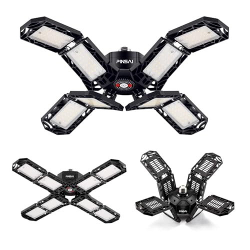 Image of LED Garage Light,Super Bright Screw in E26 /E27 Ceiling Shop Work Lamp, 200W 20000 Lumen Deformable Basement Bulb Fixture with 8 Adjustable Panels, Lighting for Workshop, Attic