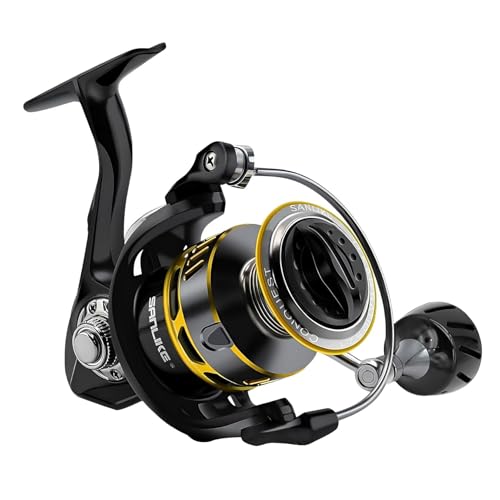 Spinning Fishing Reel, Saltwater & Freshwater Fishing Reels, Max Drag 40.5LB - 7+1 BB Ball Bearing 5.2:1 Gear Ratio CNC Aluminum Spool & Handle