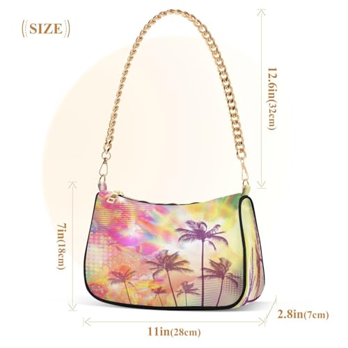 Shoulder Bags for Women Palm Tree Hobo Tote Handbag Small Clutch Purse with Zipper Closure3