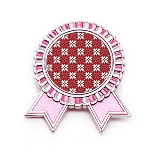 Broche avec motif rouge et blanc en métal | Finition haut de gamme