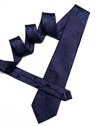 Image of Barry.Wang Men Tie Set Paisley Silk Necktie Pocket Square Cufflinks Formal Wedding Business Party