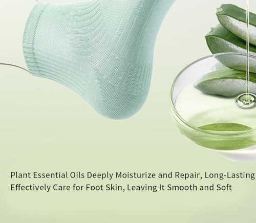 5 Pairs Men's Thin 100% Cotton Ankle Socks with Aloe Vera Infused Moisturizing,Seamless Toe Design,High Elasticity Sport Athletic Running Crew Socks Size 7-104