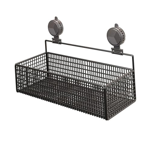 Fxzqgnh Estante extraíble con ventosa para champú, organizador compacto de hierro, cesta organizadora de cosméticos adecuada para baño, cocina, garaje, oficina, color negro, talla M