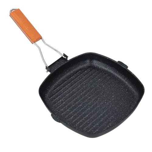 Poêle à griller antiadhésive avec manche en bois noble et design robuste - 7