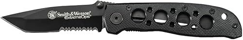 Miniatura 10 de Smith & Wesson CK5TBS Cuchillo plegable SS de alto carbono de 7.4 pulgadas con una hoja tanto dentada de 3.2 pulgadas y mango de aluminio para