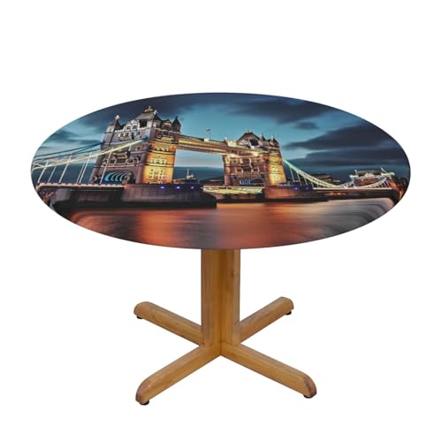 Nappe ronde imprimée Tower Bridge imperméable élastique table