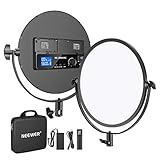PANTALLA LCD CONVENIENTE Y USO FLEXIBLE: Equipado con una pantalla LCD en la parte posterior del cabezal de la luz, mostrará claramente la temperatura del color, el brillo y el estado de la batería; Equipado con perilla de ajuste de ángulo, admite rotación de 360 ​​grados; Se puede instalar en un soporte de luz para usar