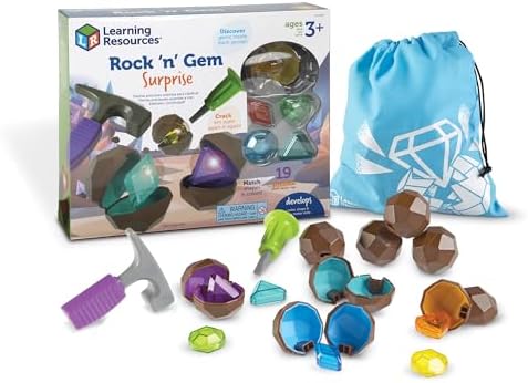 Learning Resources Rockin' Gem Surprise, Sorting, Matching, Counting Skills and Early STEM, 19 Pieces, Ages 3+